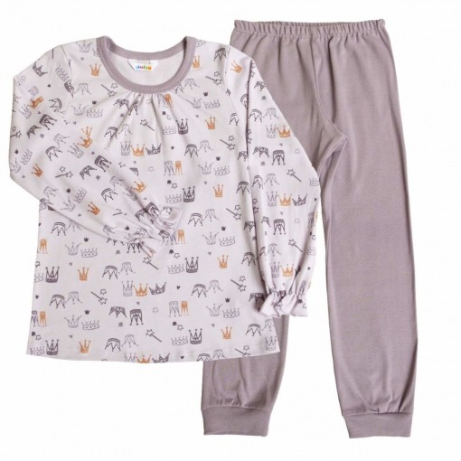 Joha Crown Pyjamas, Bomuld, Lilla med Guldglimmer