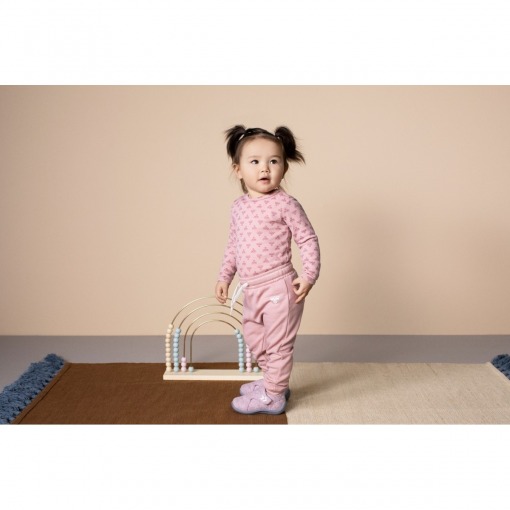Hummel hjemmesko infant i uld rosa med antislip og dobbelt velcrorem model