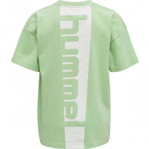 Hummel t-shirt hmlethan green ash grøn med logo på ryggen og vinkler foran
