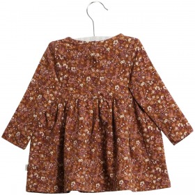 Wheat kjole Otilde baby nutella flowers, brun med blomsterprint