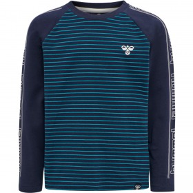 Hummel T-Shirt Pete, Capri Breeze blå med striber