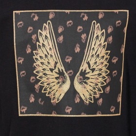 Petit by Sofie Schnoor Silvia T-shirt Black, Sort med guld vinger