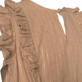 Petit By Sofie Schnoor kjole, Annasophia, camel, grun med guld
