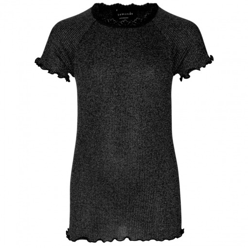 Rosemunde t-shirt sort med sølvglimmer