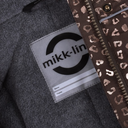 Mikk-Line vinterjakke, aop foil, Chocolate Brown med guld / kobberfarvet print