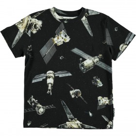 Molo t-shirt Roxo, Space Satellite, sort med rumprint