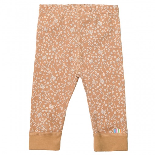 Joha leggings - uld-bomuld-blomst aop - brun med blomsterprint