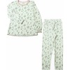 Joha nattøj sæt i bomuld - lysegrøn aop - lysegrøn med blomsterprint