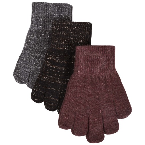 Mikk-Line handsker - 3-pak-Magic - Andorra-Anthrazite-Black-bordeaux-grå-sort m. glimmer