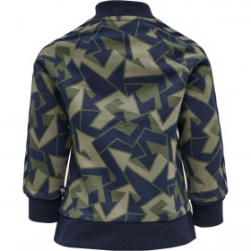 Hummel cardigan til dreng - zip jakke - Buller - Black Iris - Navy-grøn med mønster