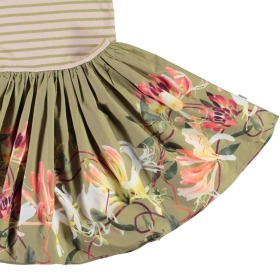 Molo kortærmet kjole - Cissa - Honeysuckle edge - grøn m. blomsterprint