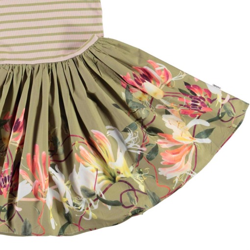 Molo kortærmet kjole - Cissa - Honeysuckle edge - grøn m. blomsterprint