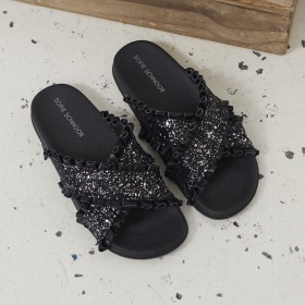 Sofie Schnoor Girls Sandal - Black - Sort med glitter og glimmer