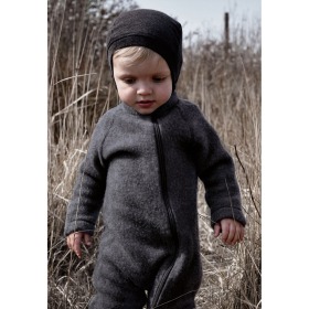 Mikk-Line baby ulddragt i uldfleece - Antracite Melange - Mørk grå - model 4