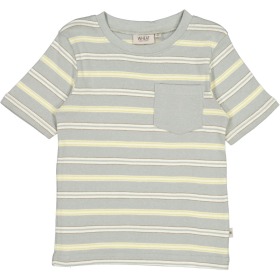 Wheat t-shirt - Frode - morning mist stripe - blå-gulstribet